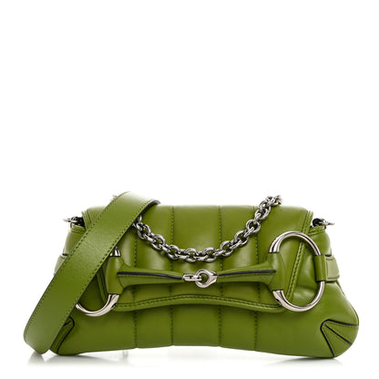 Gucci Nappa Vertical Matelasse Small Maxi Horsebit Chain Shoulder Bag Green 1 of 10