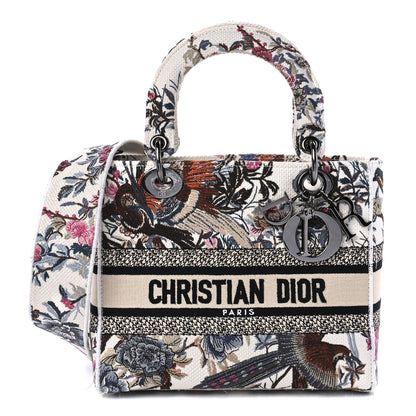Christian Dior Canvas Embroidered Jardin D'Hive Medium Lady D-Lite Ecru Multicolor 1 of 11