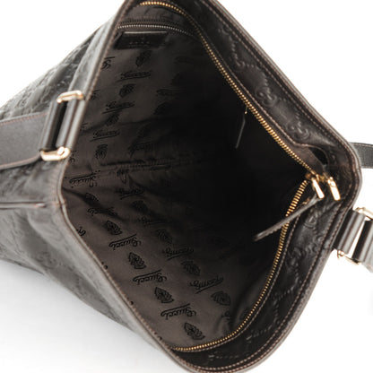 Gucci Guccissima Medium Flat Messenger Bag Dark Brown 5 of 7