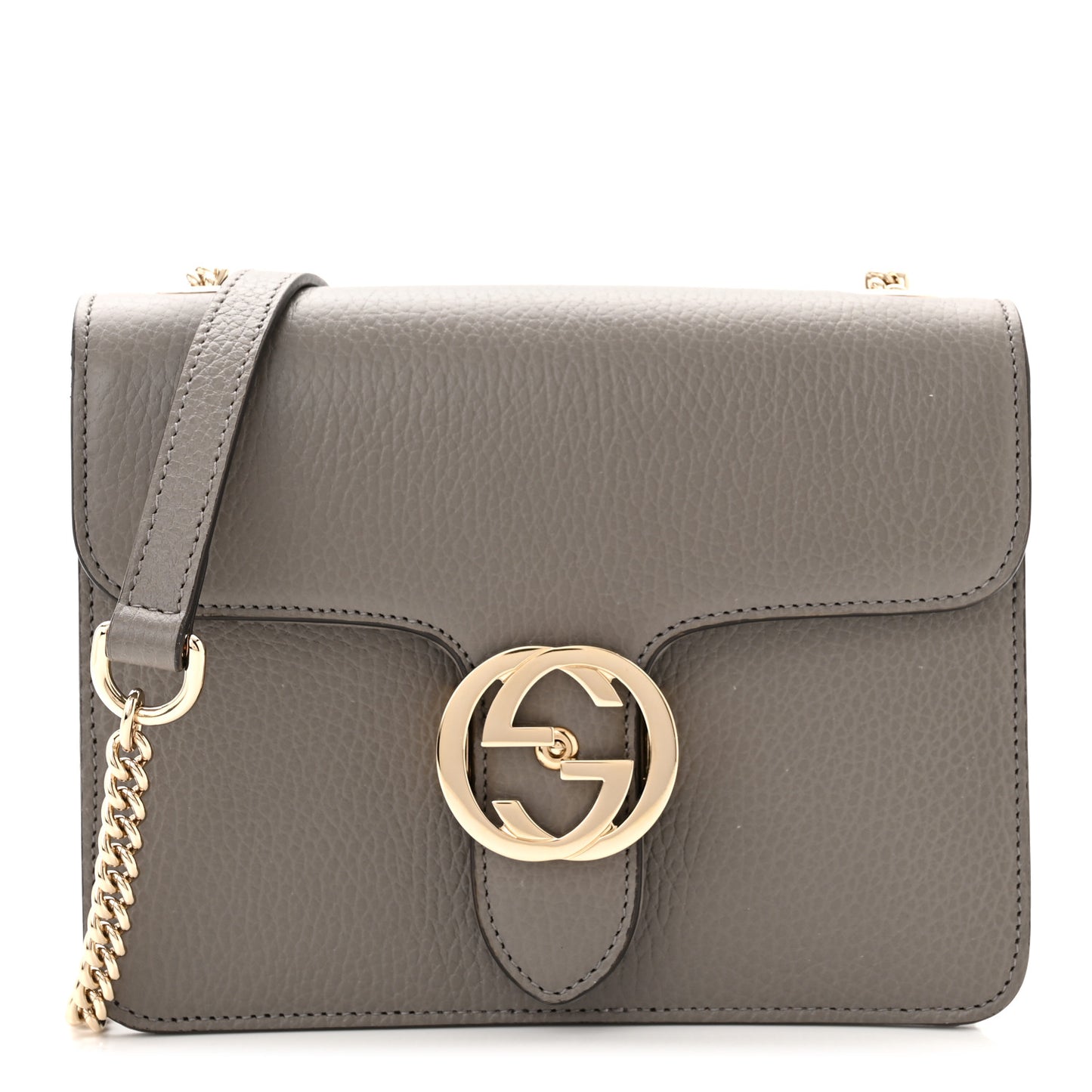 Dollar Calfskin Small Interlocking G Shoulder Bag Loess