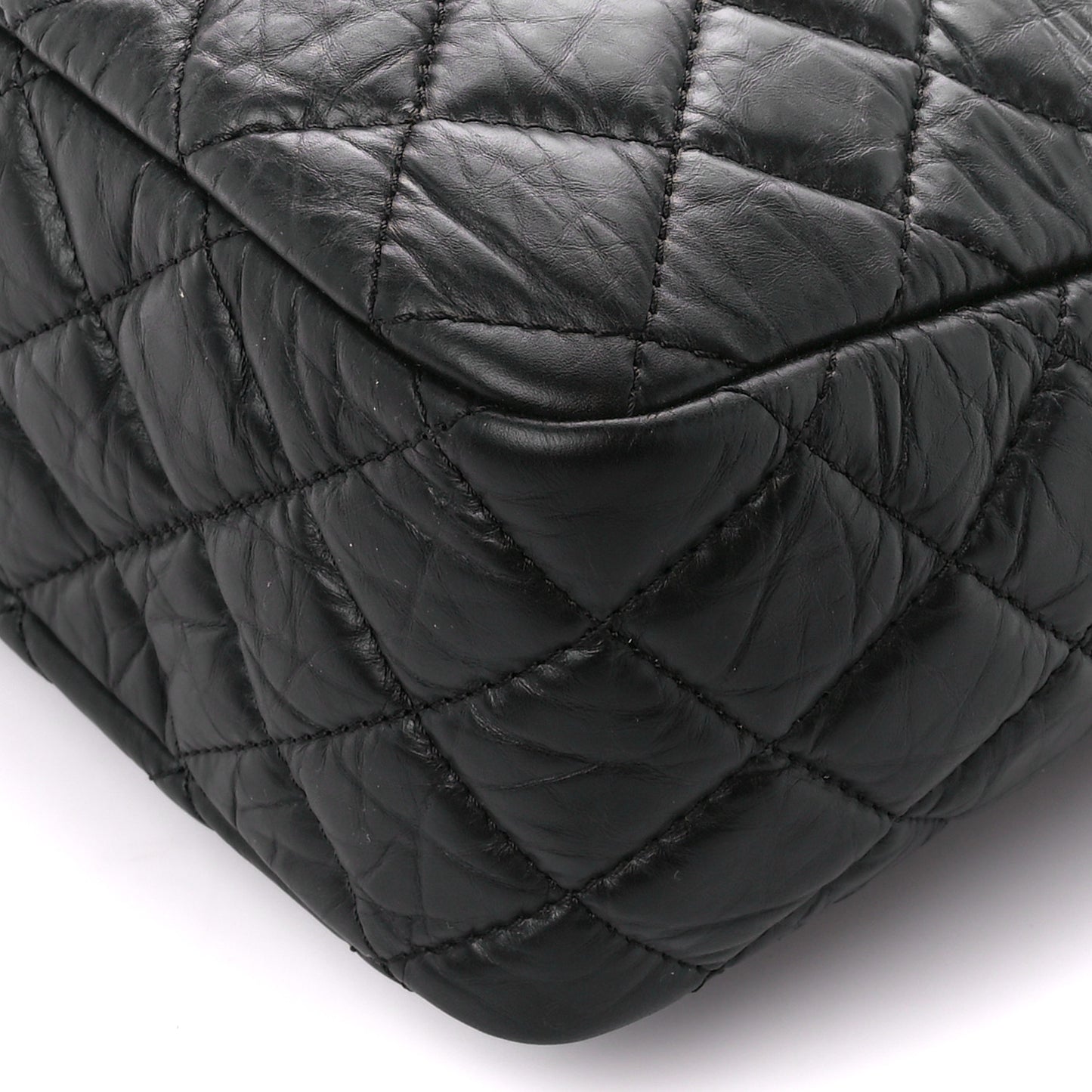 Aged Calfskin Quilted Large Reissue Camera Case Black