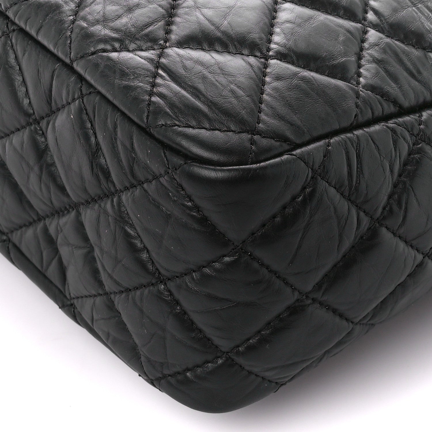 Chanel Aged Calfskin Quilted Large Reissue Camera Case Black 10 of 10