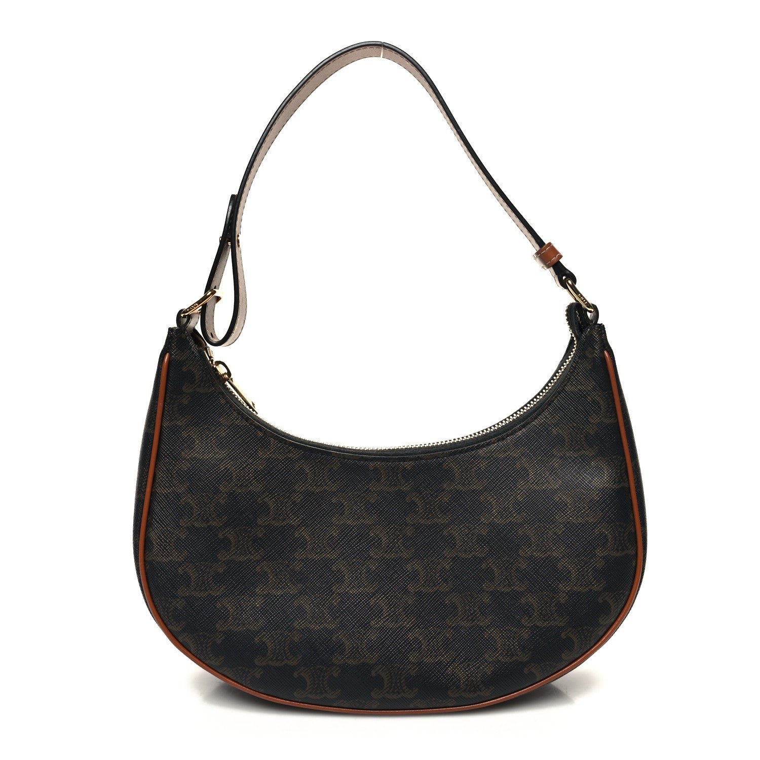 Celine Triomphe Canvas Calfskin Ava Shoulder Bag Tan 1 of 10