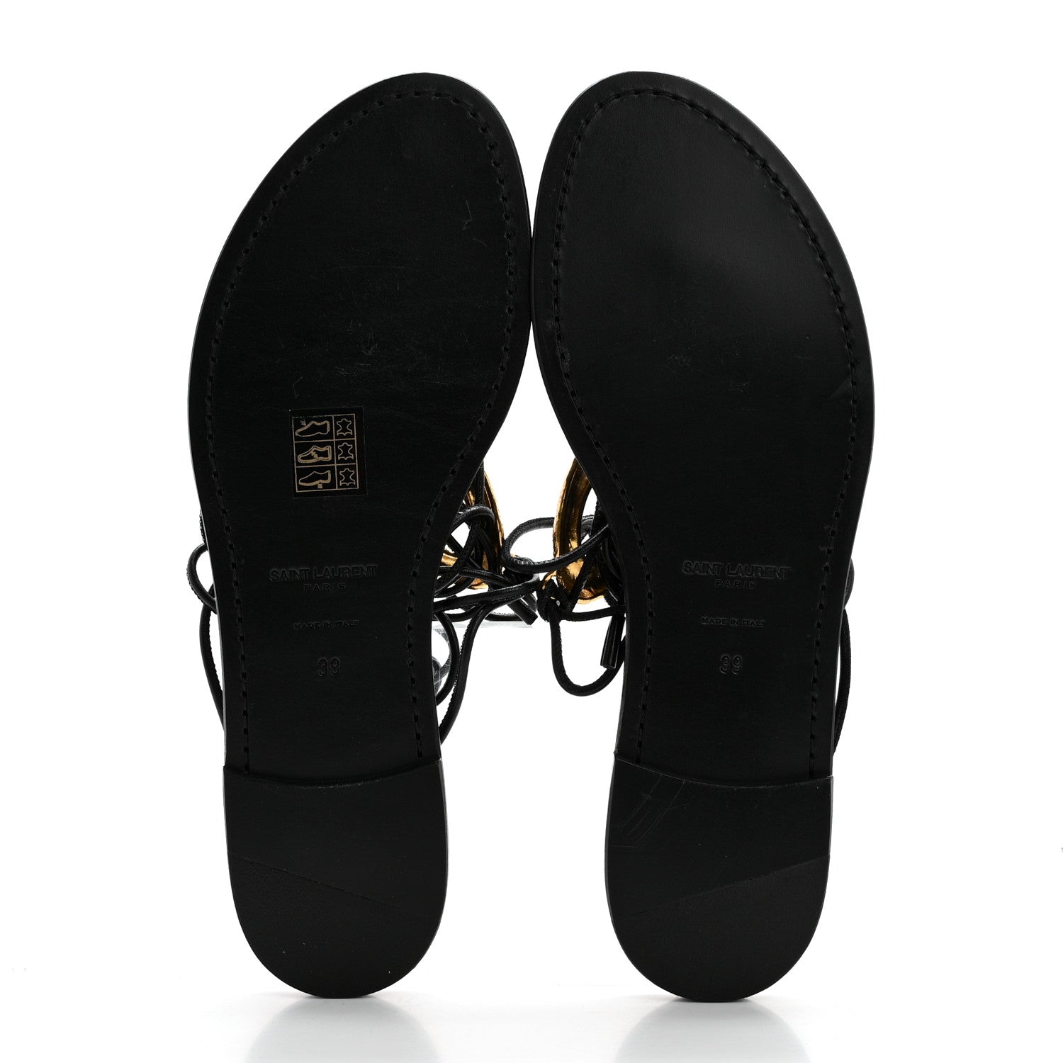 Saint Laurent Calfskin Can Flat Sandals 39 Black 5 of 9