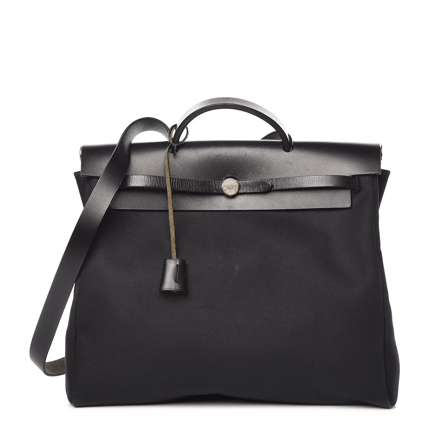 Hermes Toile Vache Calfskin Herbag 40 GM Black 1 of 18