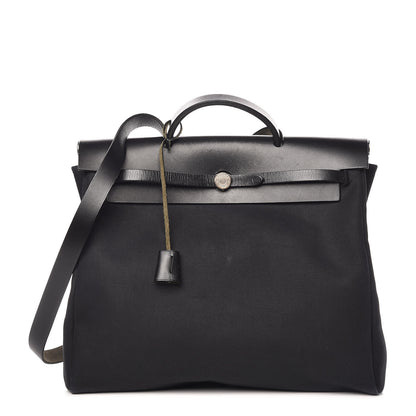 Hermes Toile Vache Calfskin Herbag 40 GM Black 1 of 18