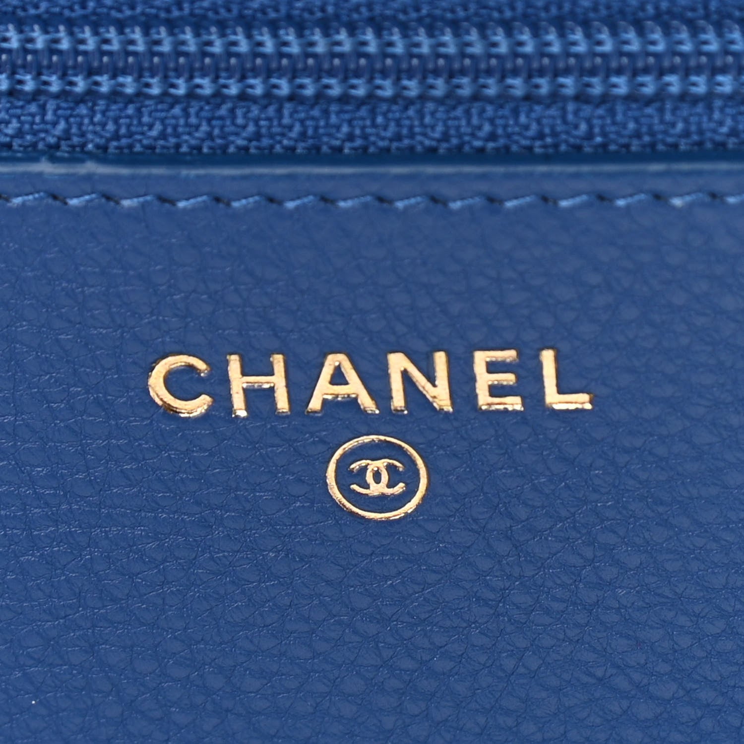 Chanel Grained Calfskin Quilted Label Click Flap Wallet On Chain WOC Blue 6 of 12