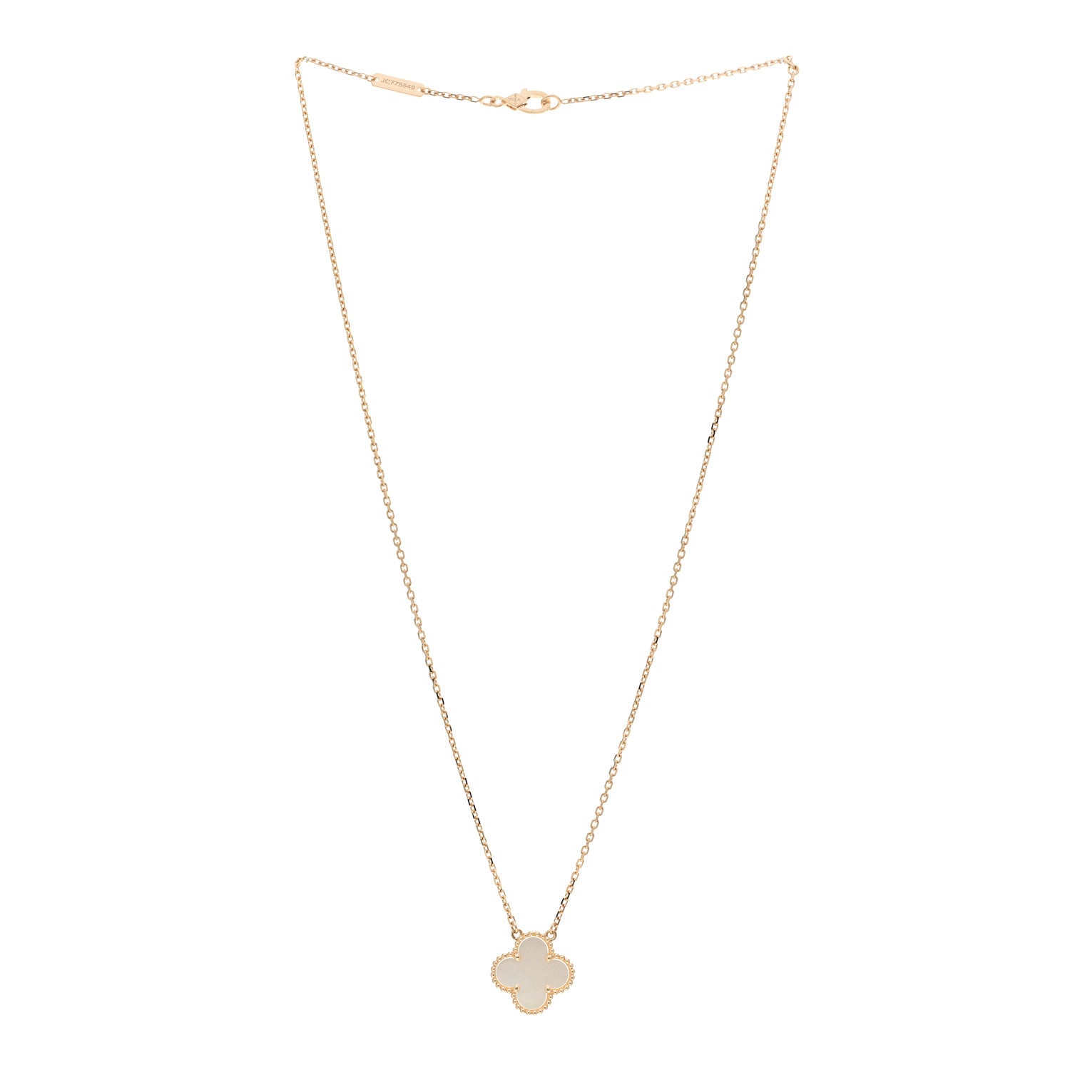 Van Cleef & Arpels 18K Yellow Gold Mother of Pearl Vintage Alhambra Pendant Necklace 3 of 6