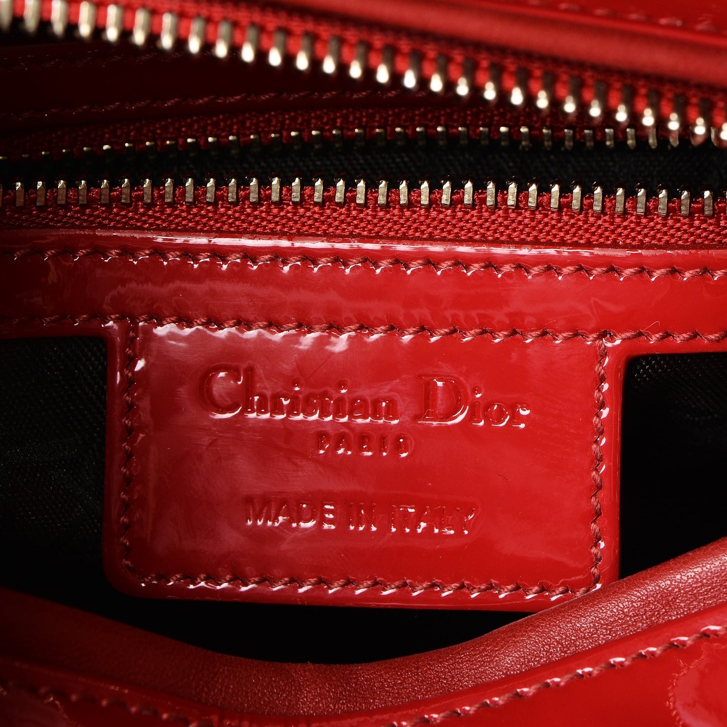 Patent Cannage Medium Lady Dior Red