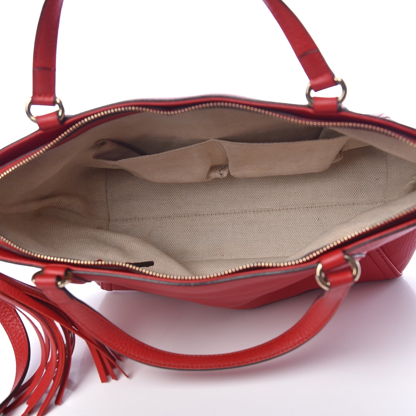 Pebbled Calfskin Small Soho Top Handle Bag Red