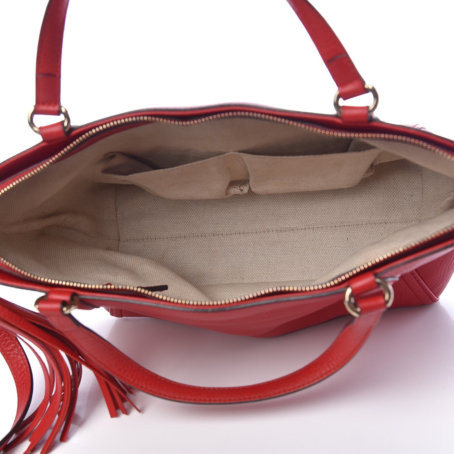 Gucci Pebbled Calfskin Small Soho Top Handle Bag Red 5 of 12