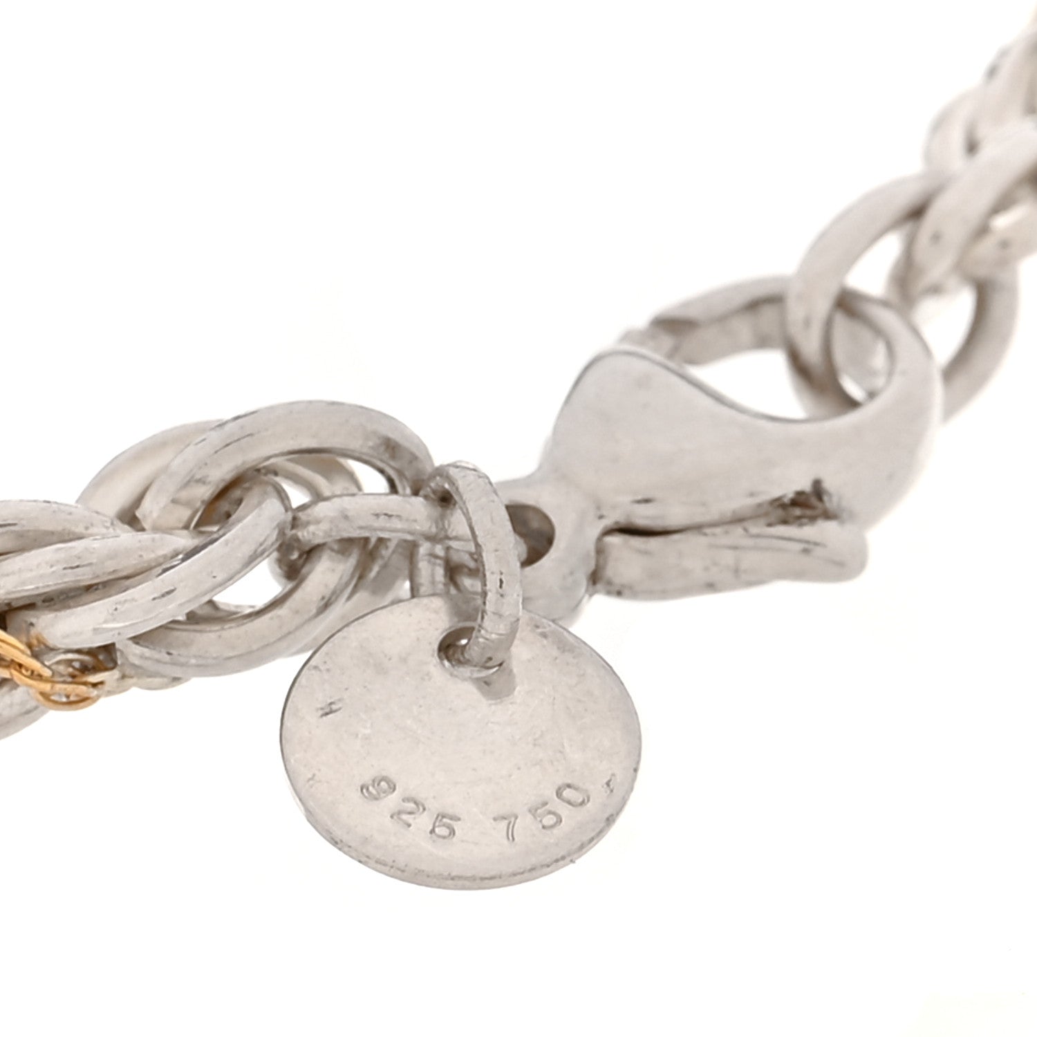 Tiffany Sterling Silver 18K Yellow Gold Rope Chain Bracelet 3 of 4