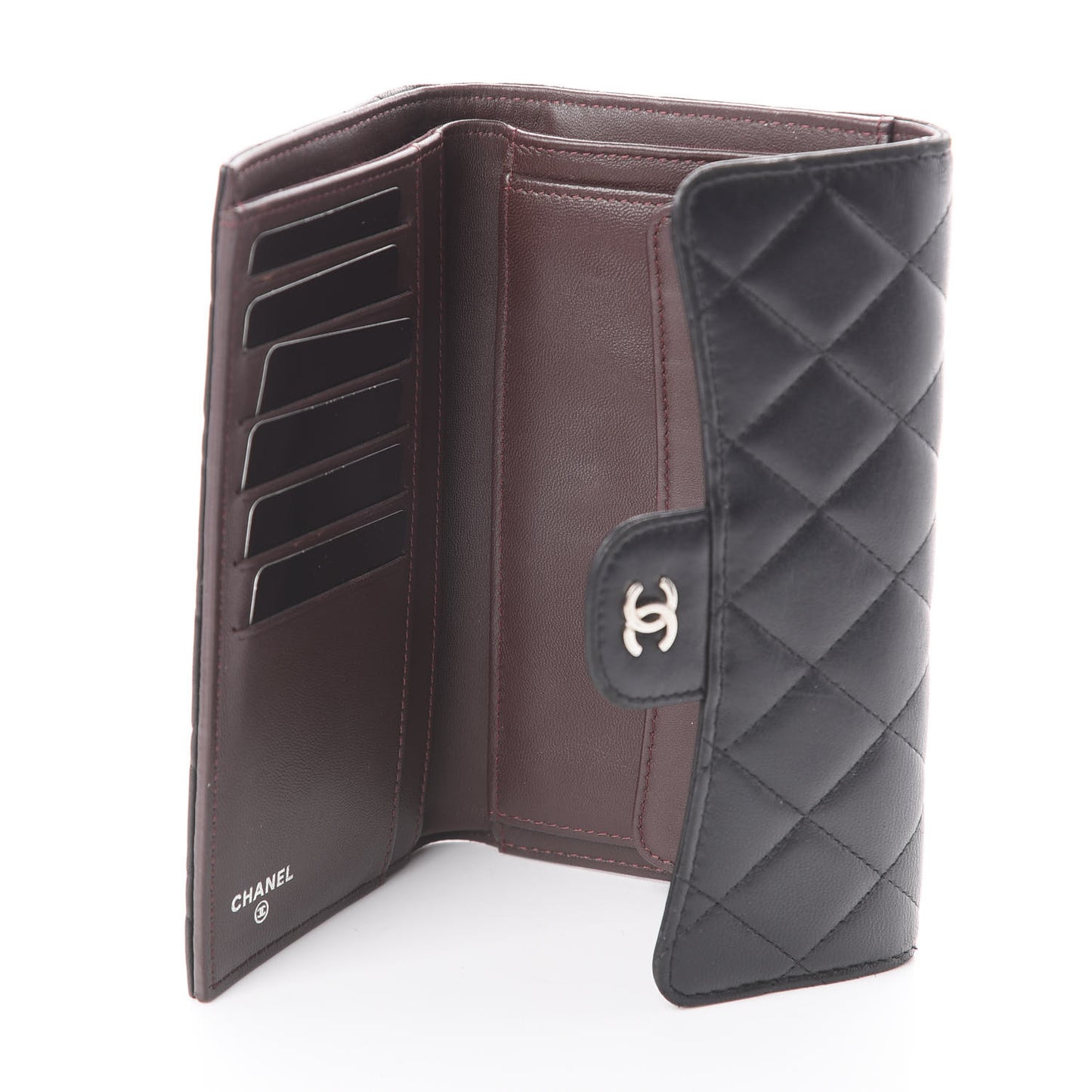Lambskin Quilted Large Flap Wallet Black