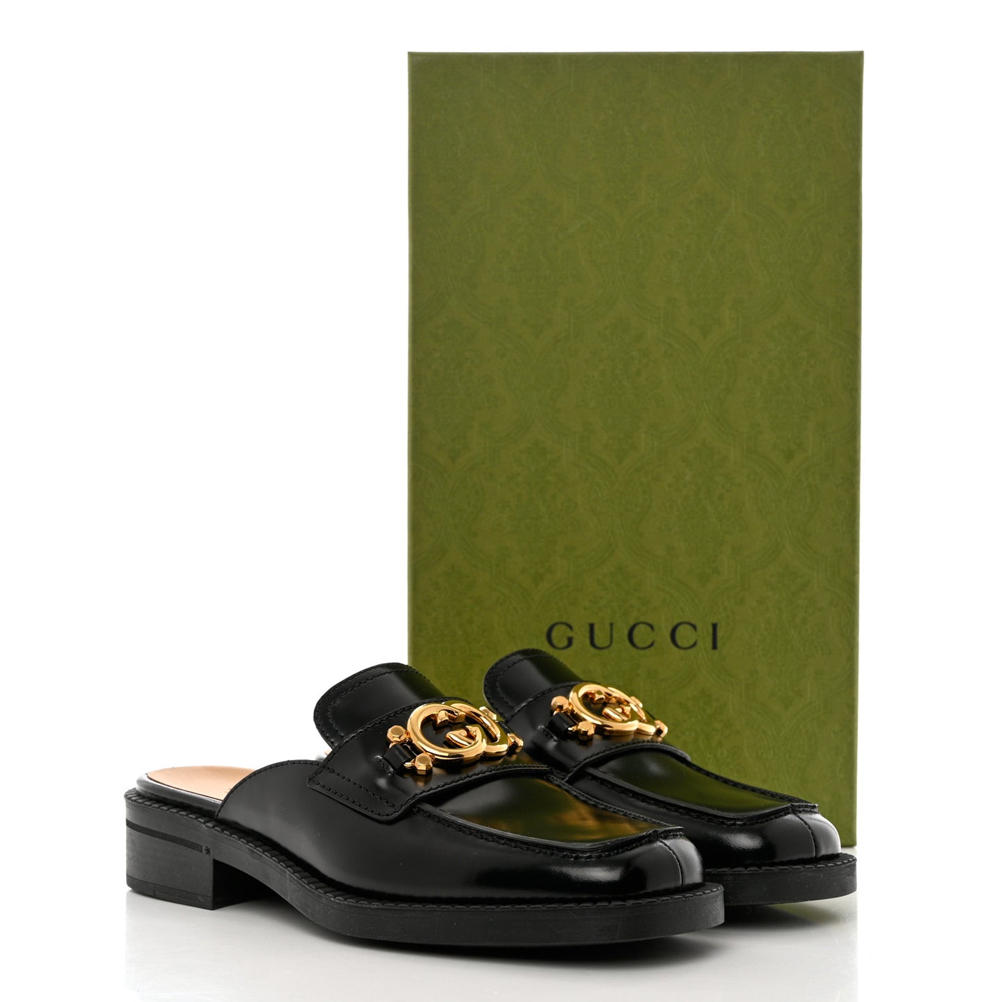 Spice Lux Womens Interlocking G Slippers 40 Black