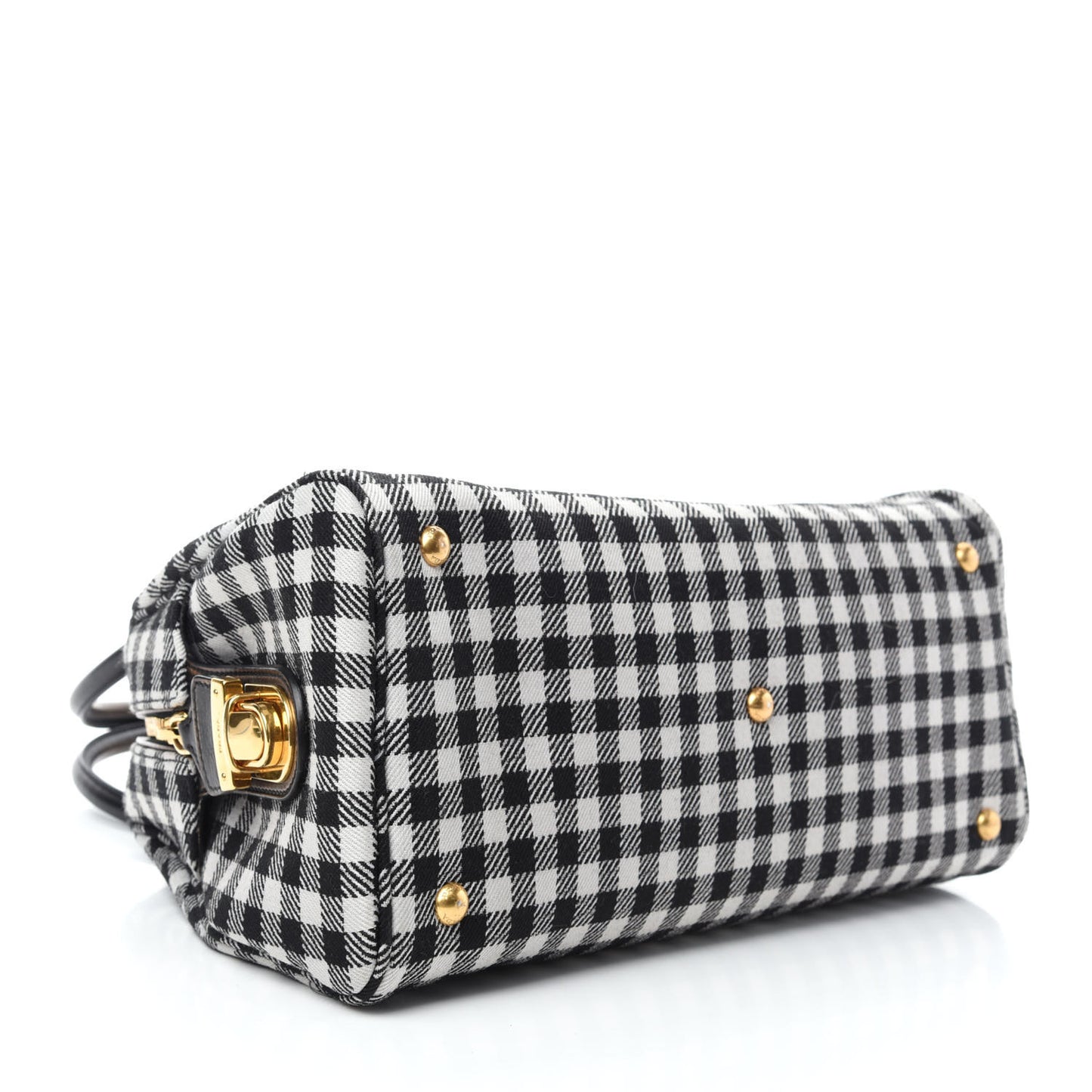 Jacquard Check Vitello Vintage Vichy Bowler Bag White Black