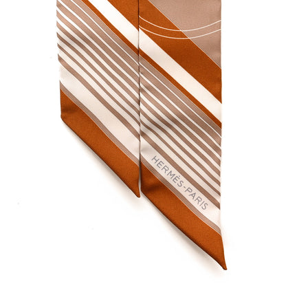 Hermes Silk Ex-Libris Twilly Beige White Caramel 2 of 4