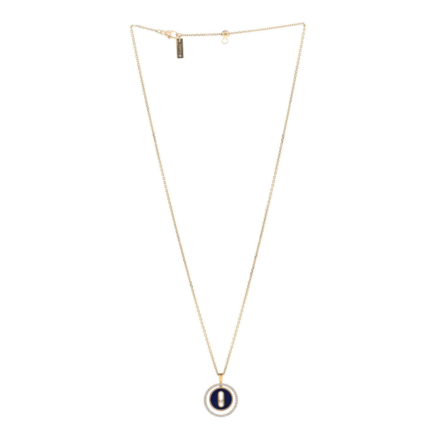 18K Yellow Gold Diamond Lapis Lazuli PM Lucky Move Pendant Necklace