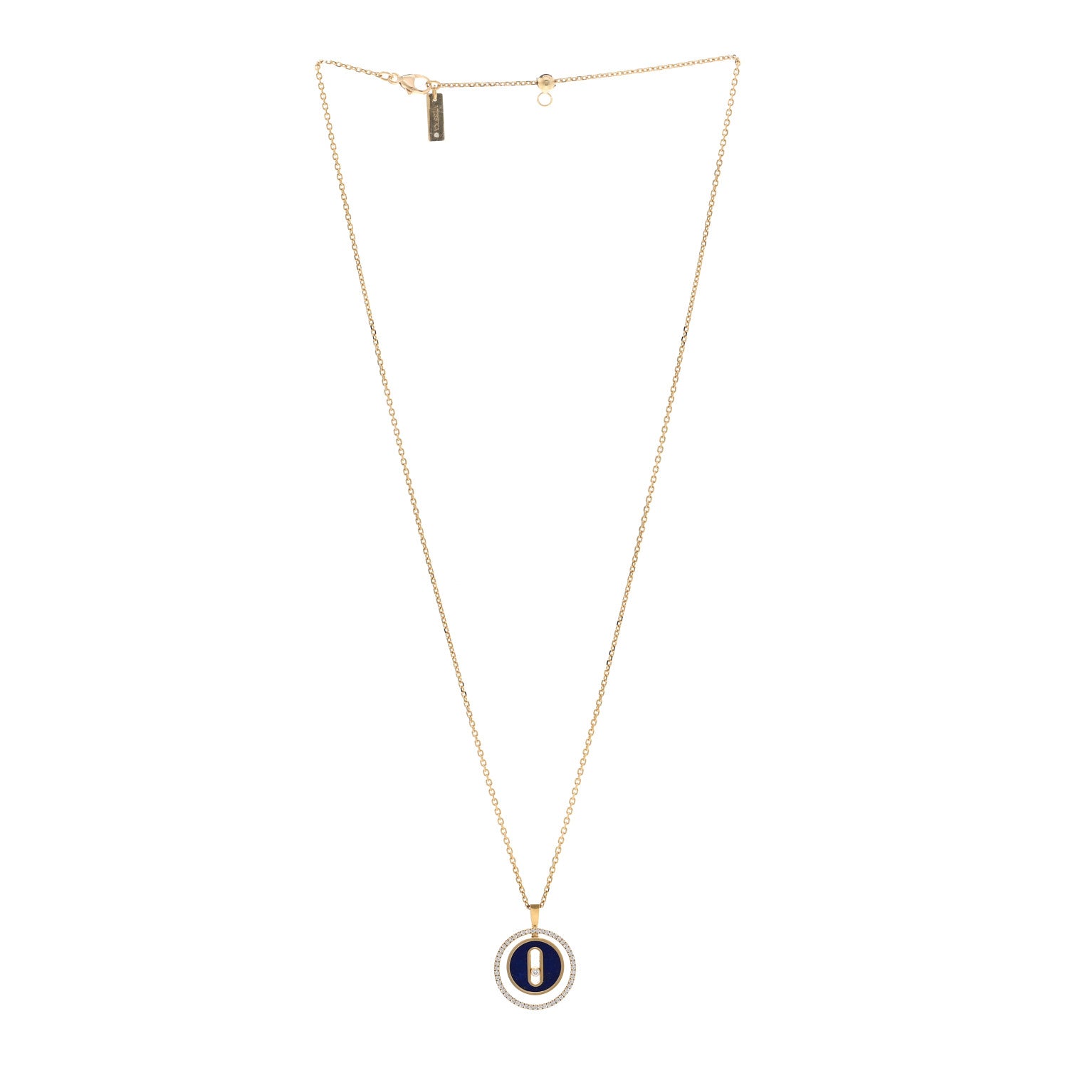Messika 18K Yellow Gold Diamond Lapis Lazuli PM Lucky Move Pendant Necklace 3 of 5