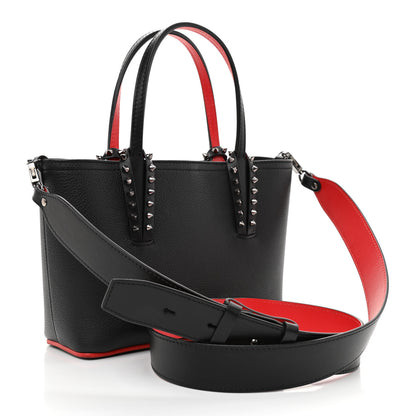 Christian Louboutin Calfskin Spikes Mini East West Cabata Tote Black 3 of 9
