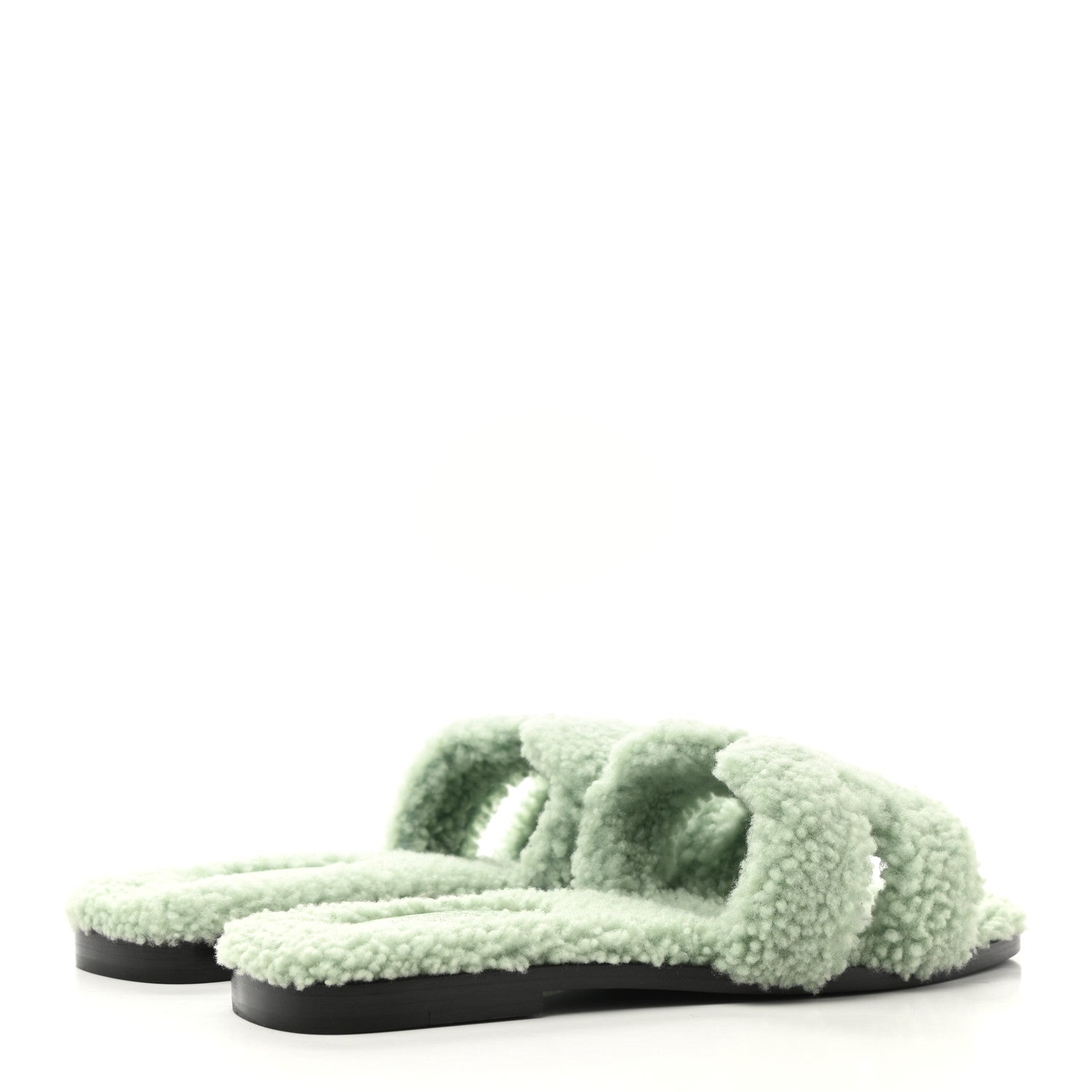 Hermes Woolskin Oran Sandals 36 Vert D'Eau 4 of 8