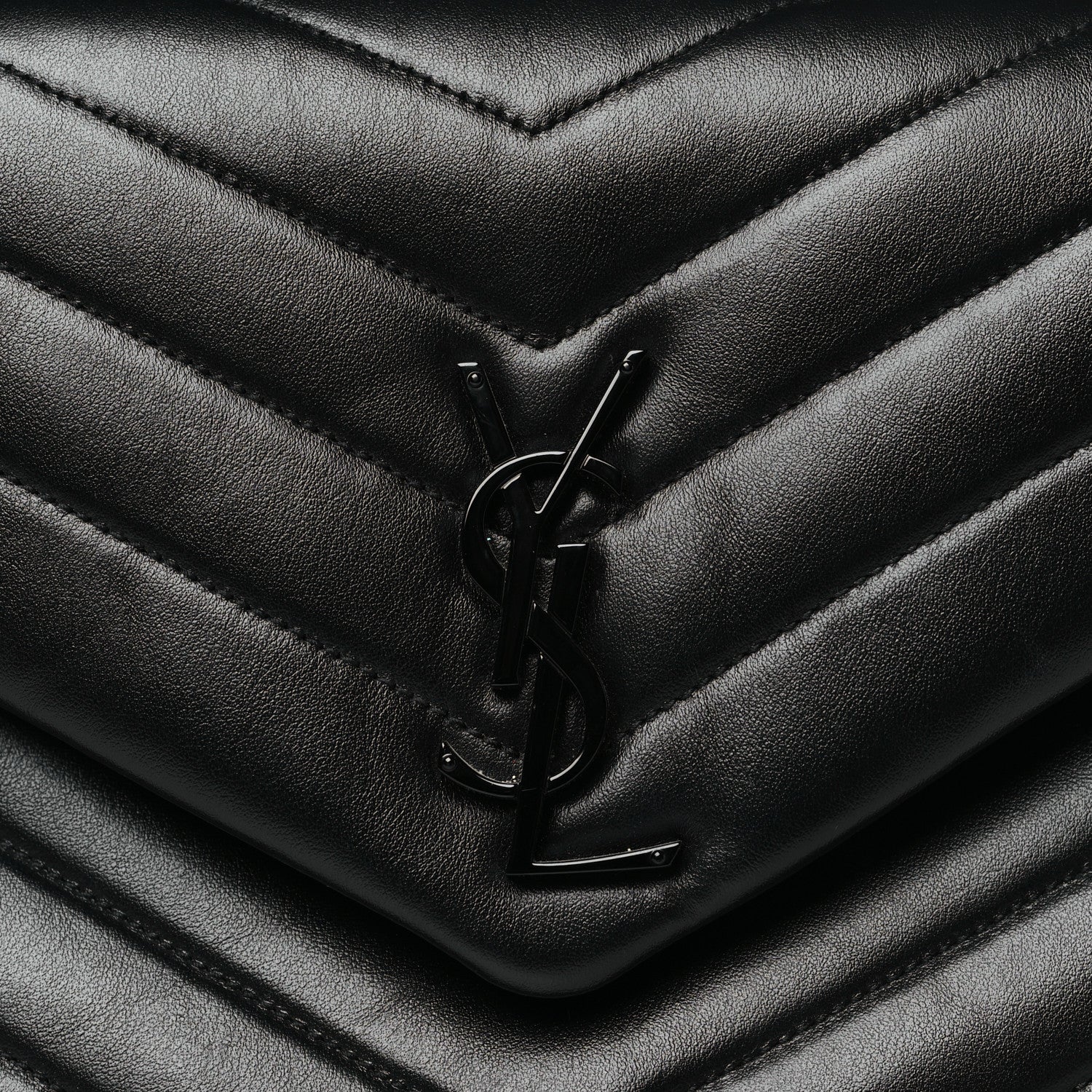 Saint Laurent Calfskin Y Quilted Monogram Monochrome Medium Loulou Chain Satchel Black 8 of 10