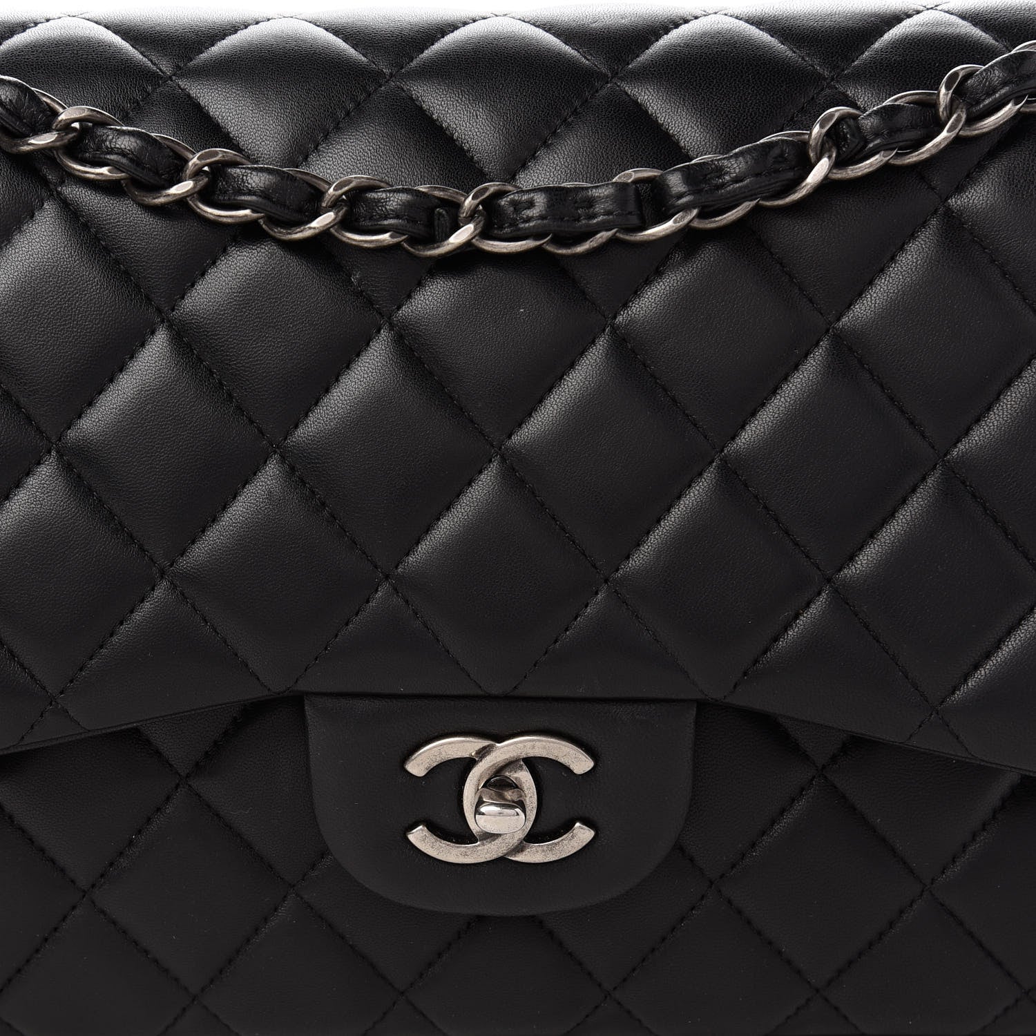Chanel Lambskin Quilted Jumbo Double Flap Black 10 of 14