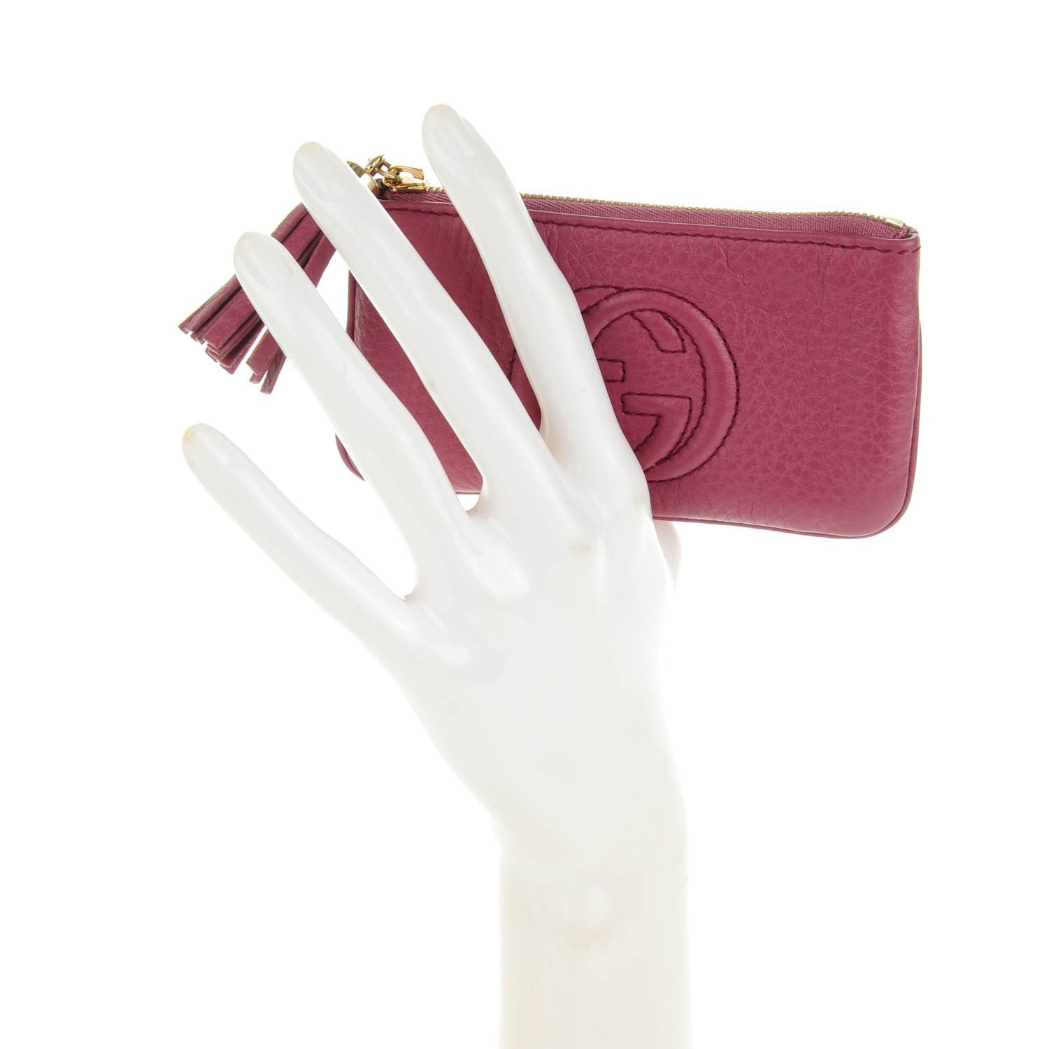 Gucci Pebbled Calfskin Soho Key Case Peonia Flower 2 of 7