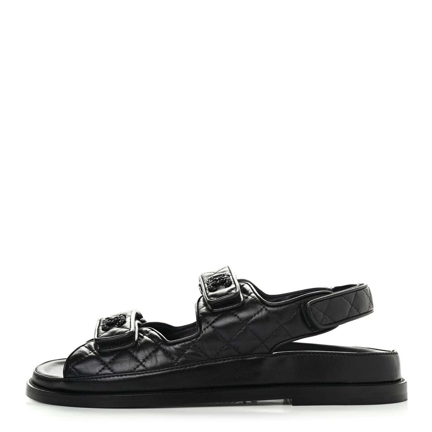 Lambskin Velcro Dad Sandals 39.5 So Black