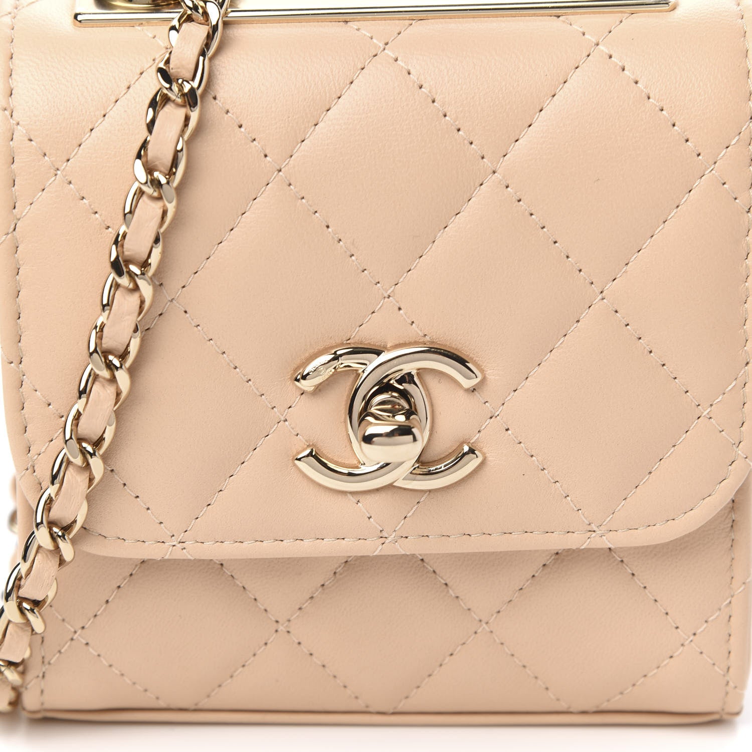 Chanel Lambskin Quilted Mini Trendy CC Clutch With Chain Beige 10 of 11