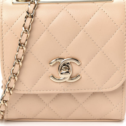 Chanel Lambskin Quilted Mini Trendy CC Clutch With Chain Beige 10 of 11