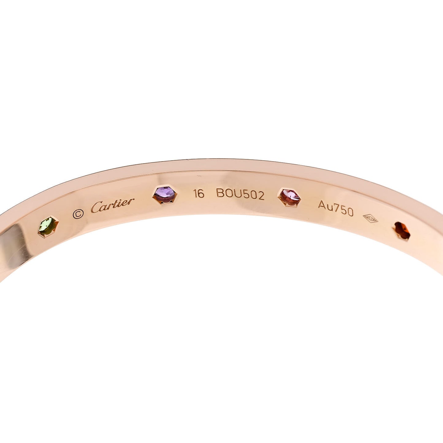 18K Pink Gold Sapphire Garnet Amethyst LOVE Bracelet 16
