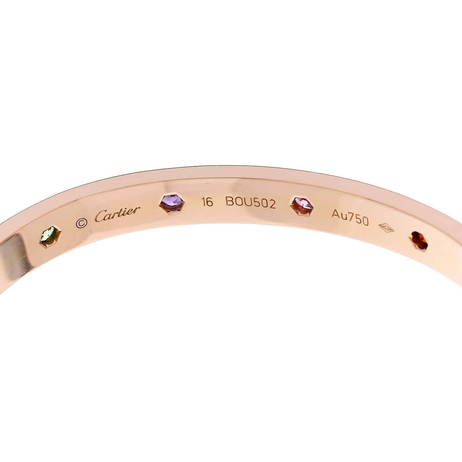 Cartier 18K Pink Gold Sapphire Garnet Amethyst LOVE Bracelet 16 4 of 6