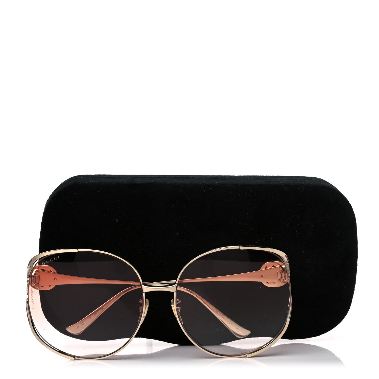 Gucci Metal Oversized Round Frame GG0225S Sunglasses Gold 8 of 8