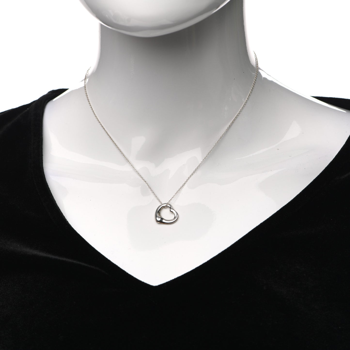 Sterling Silver 16mm Elsa Peretti Open Heart Pendant Necklace