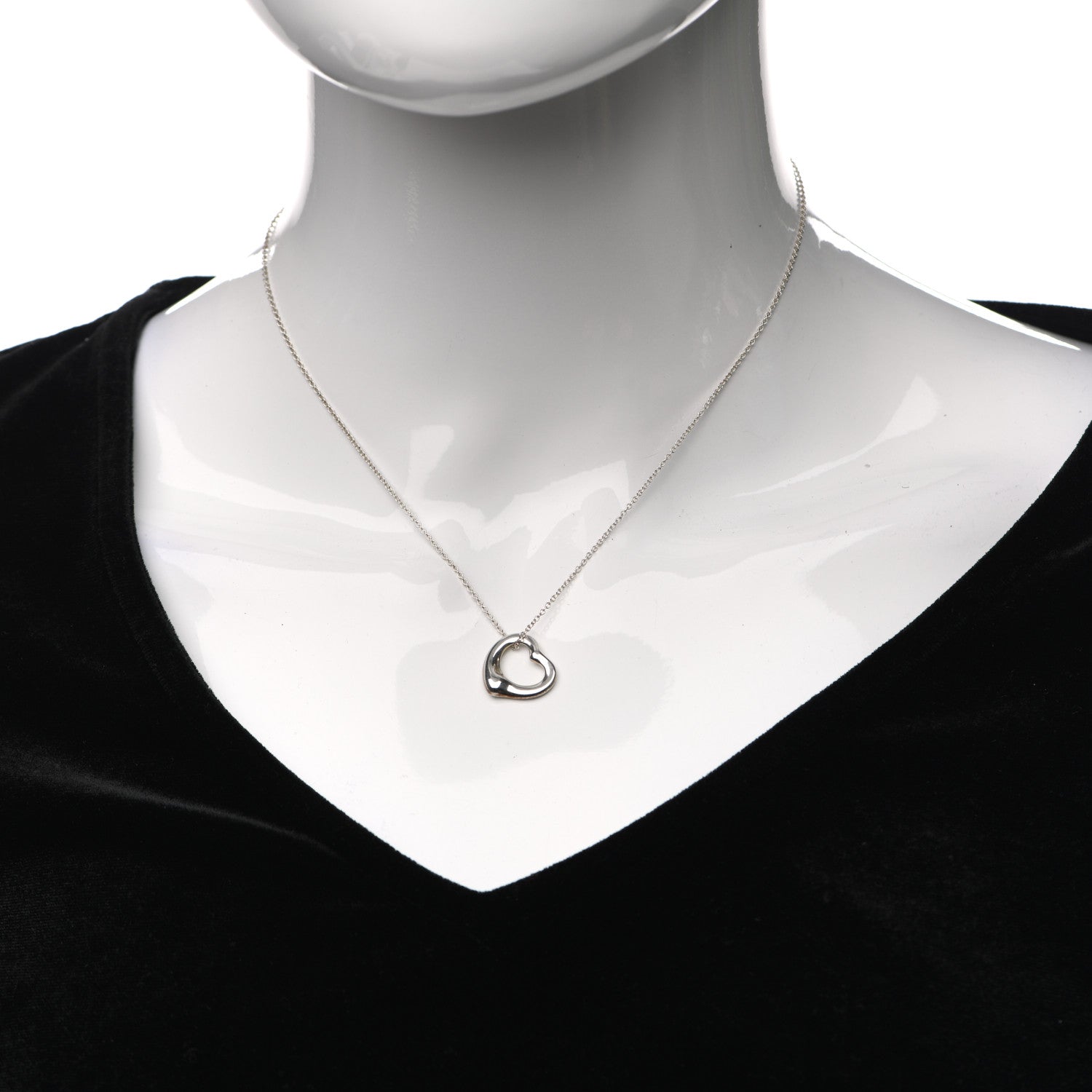 Tiffany Sterling Silver 16mm Elsa Peretti Open Heart Pendant Necklace 2 of 4