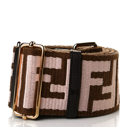 Fendi Ribbon Vitello Century FF 1974 Embroidered Adjustable Strap You Fango Rosa Confetto Chocolate 2 of 5