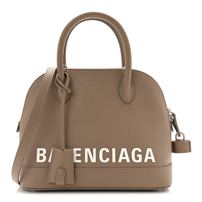 Balenciaga Signature Grained Calfskin Logo S Ville Top Handle Bag Mink Grey White 1 of 11