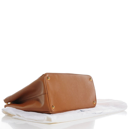 Prada Saffiano Lux Large Double Zip Tote Caramel 4 of 10