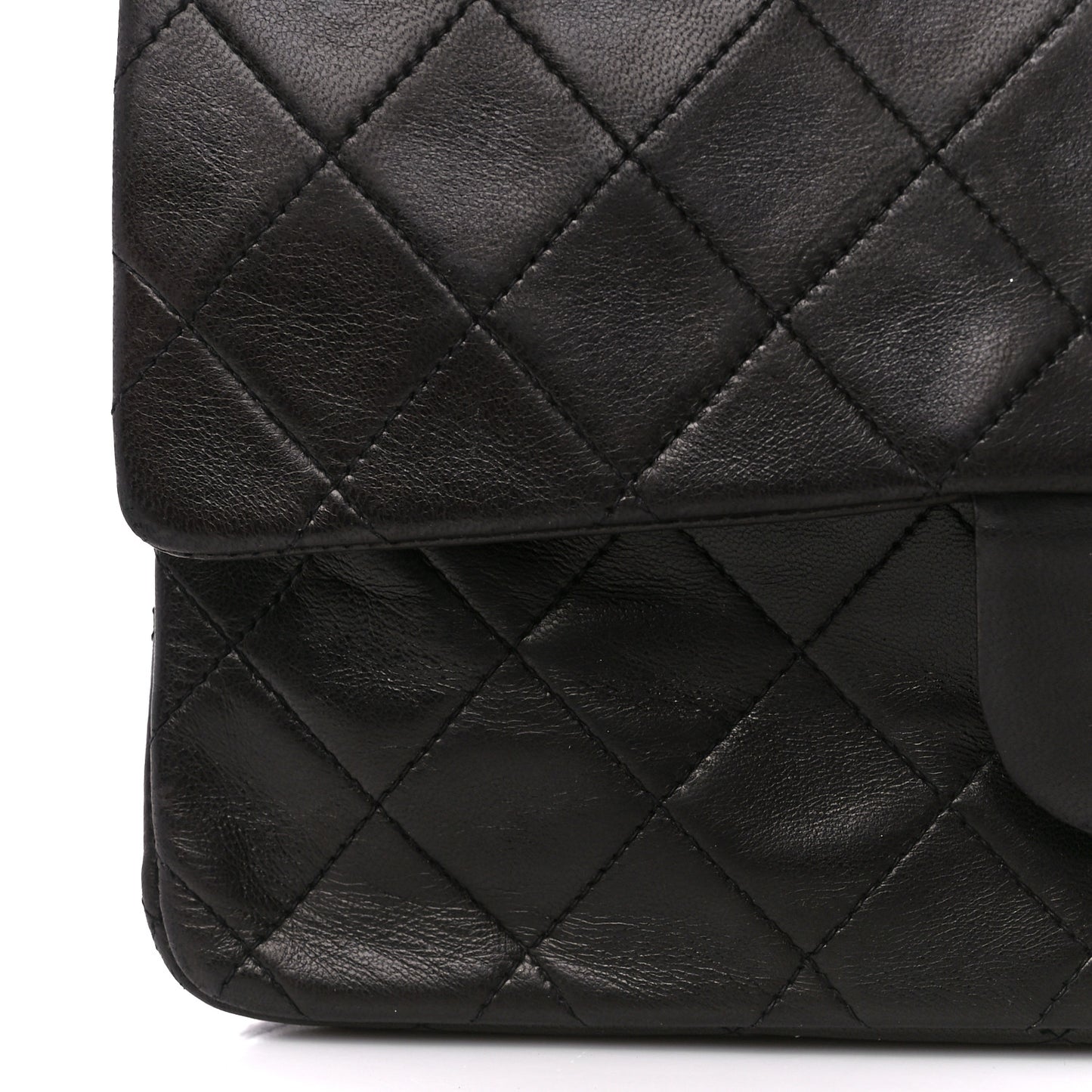 Lambskin Quilted Medium Double Flap Black