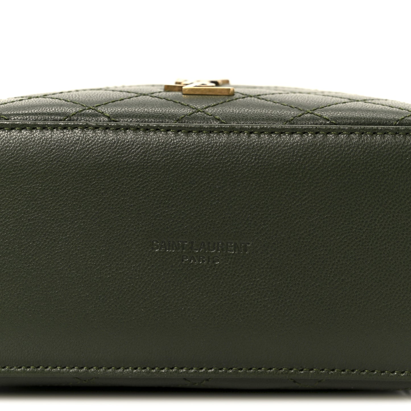 Lambskin Quilted Mini Gaby Vanity Case Olive Wood