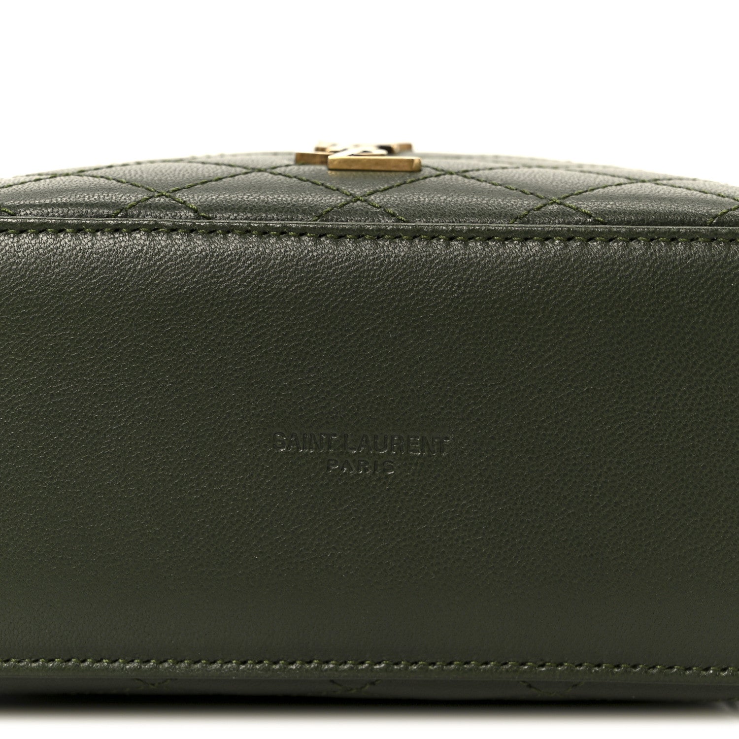 Saint Laurent Lambskin Quilted Mini Gaby Vanity Case Olive Wood 7 of 10