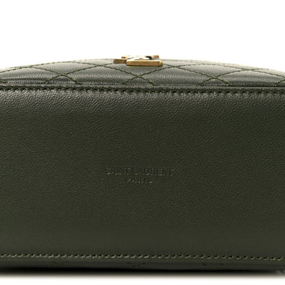 Saint Laurent Lambskin Quilted Mini Gaby Vanity Case Olive Wood 7 of 10