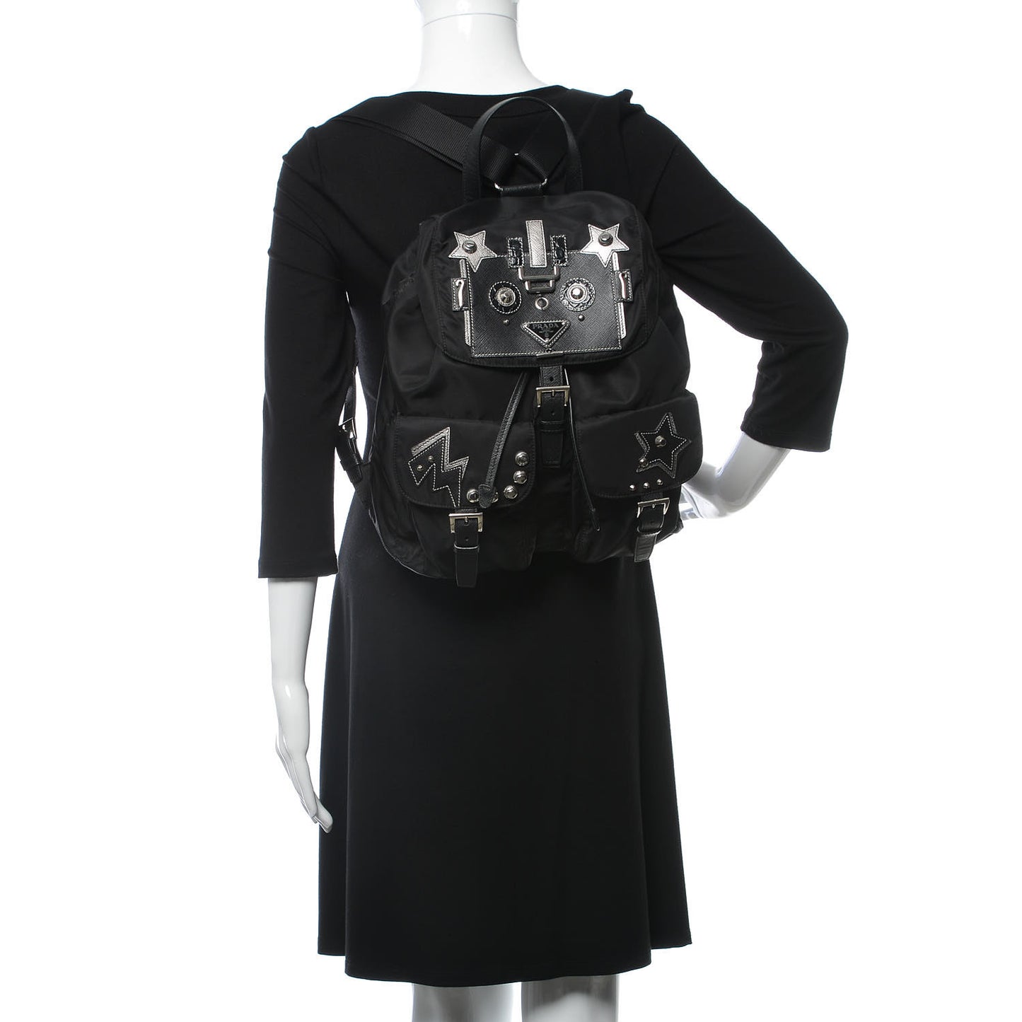 Tessuto Nylon Saffiano Robot Backpack Black