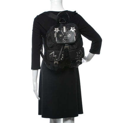 Prada Tessuto Nylon Saffiano Robot Backpack Black 2 of 12
