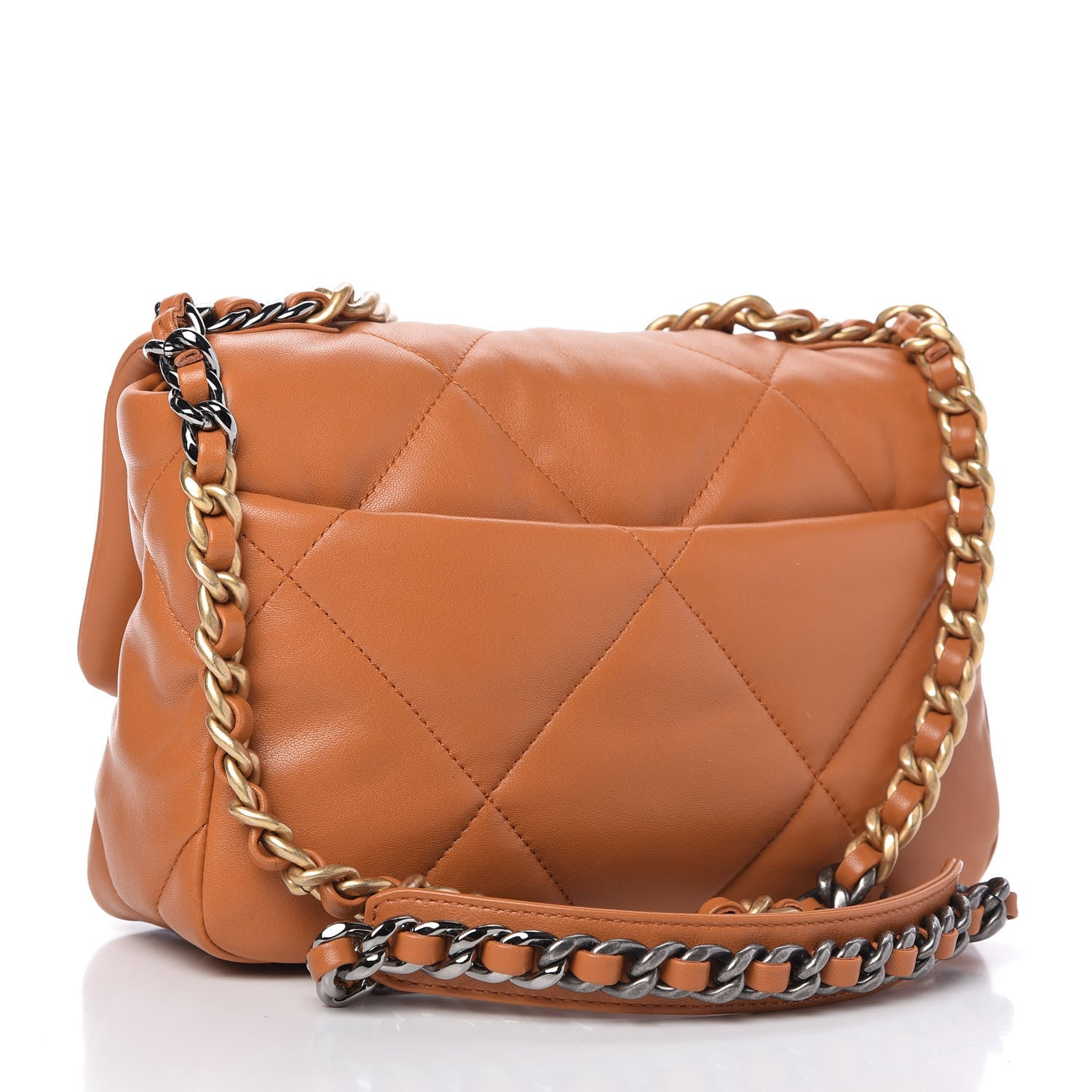 Chanel Lambskin Quilted Medium Chanel 19 Flap Light Brown 3 of 10