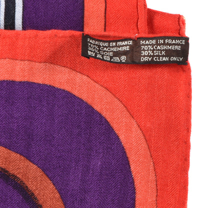 Hermes Cashmere Silk Carre En Boucles Shawl 140 Violet Corail Gris 3 of 3