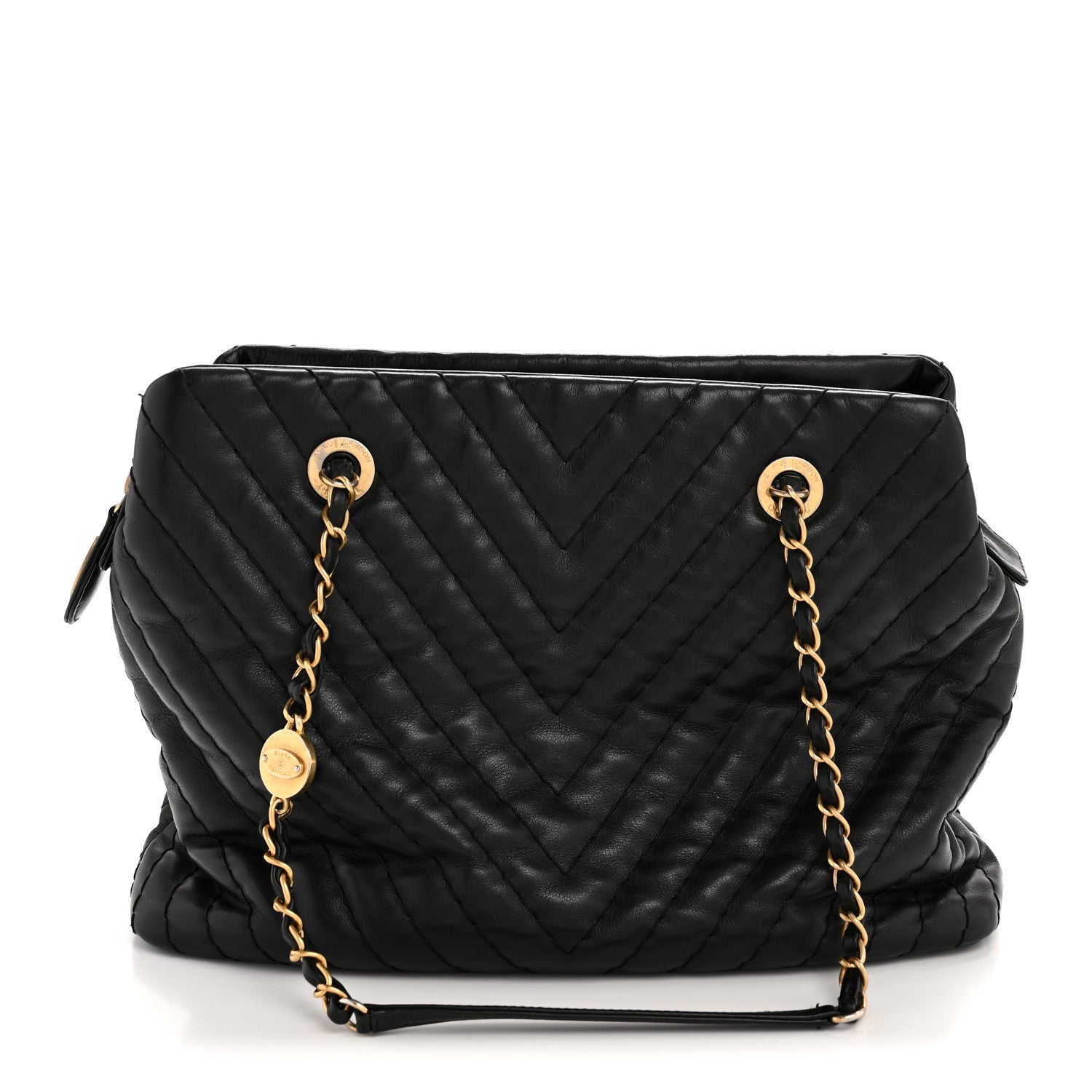 Chanel Calfskin Chevron Quilted Surpique Tote Black 1 of 13