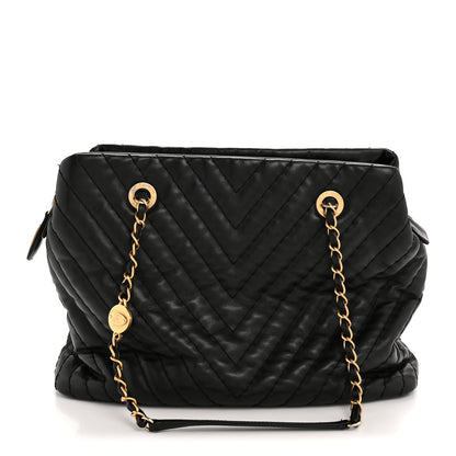 Chanel Calfskin Chevron Quilted Surpique Tote Black 1 of 13