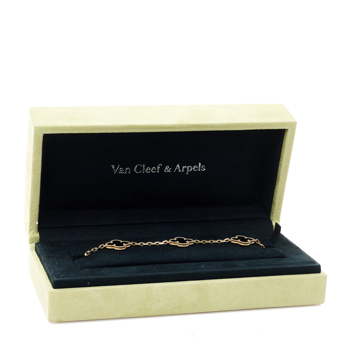 Van Cleef & Arpels 18K Yellow Gold Black Onyx 5 Motifs Vintage Alhambra Bracelet 5 of 5