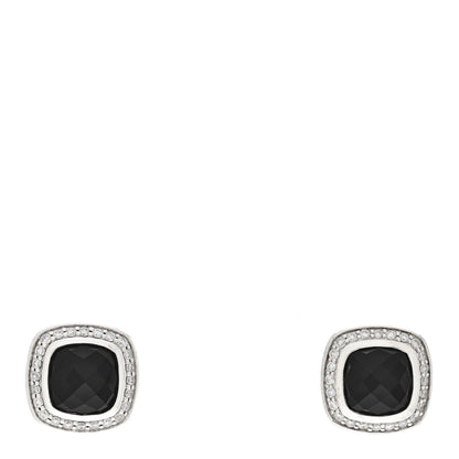 David Yurman Sterling Silver Diamond Black Onyx 7mm Albion Earrings 1 of 5